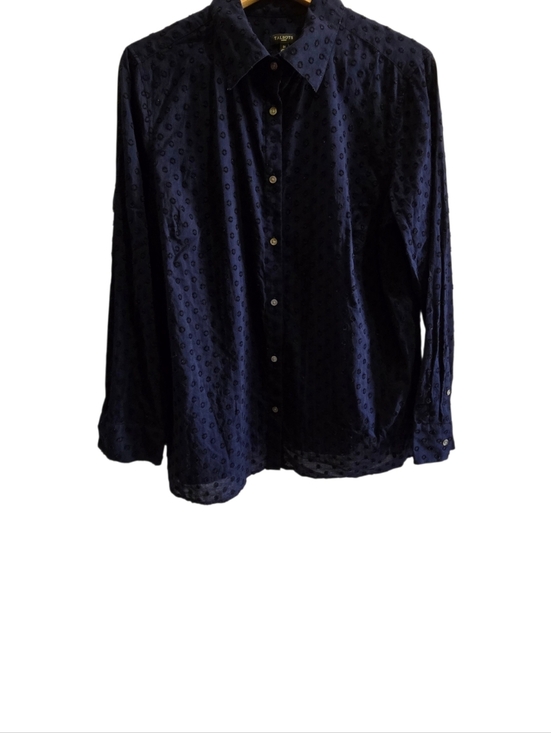 Talbots Tops - Talbots Womens Navy Dotted Swiss Button-Up Shirt